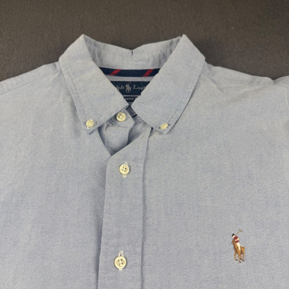 Ralph Lauren Mens XL Classic Fit Light Blue Oxford Button Down Shirt Long Sleeve